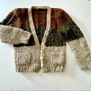 Vintage Liz Claiborne chunky, hand-knit cardigan sweater.